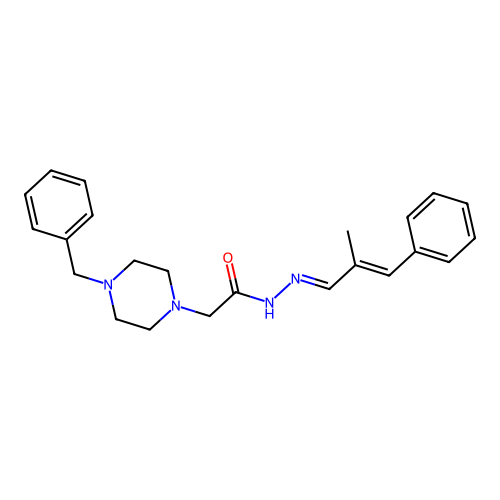 (E)-2-(4-benzylpiperazin-1-yl)-N'-((E)-2-methyl-3-phenylallylidene)acetohydrazide structure