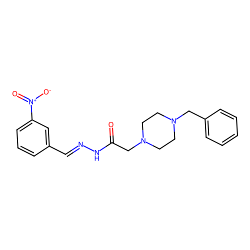 2-(4-benzyl-1-piperazinyl)-N'-[(E)-(3-nitrophenyl)methylidene]acetohydrazide structure