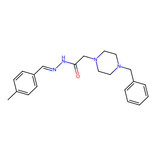 2-(4-benzyl-1-piperazinyl)-N'-[(E)-(4-methylphenyl)methylidene]acetohydrazide structure