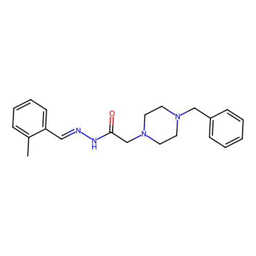 (E)-2-(4-benzylpiperazin-1-yl)-N'-(2-methylbenzylidene)acetohydrazide structure