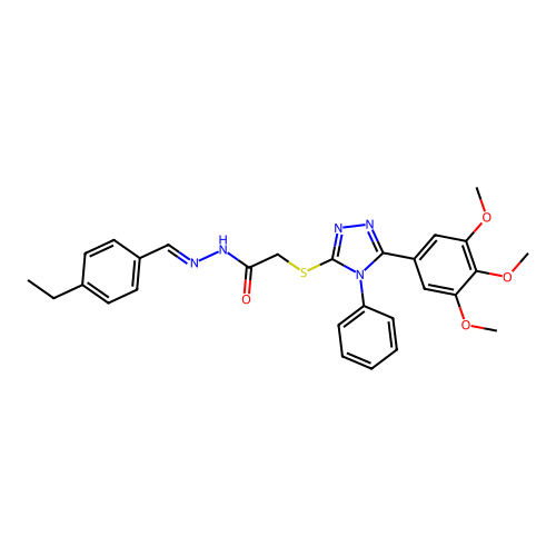 N'-[(E)-(4-ethylphenyl)methylidene]-2-{[4-phenyl-5-(3,4,5-trimethoxyphenyl)-4H-1,2,4-triazol-3-yl]sulfanyl}acetohydrazide structure