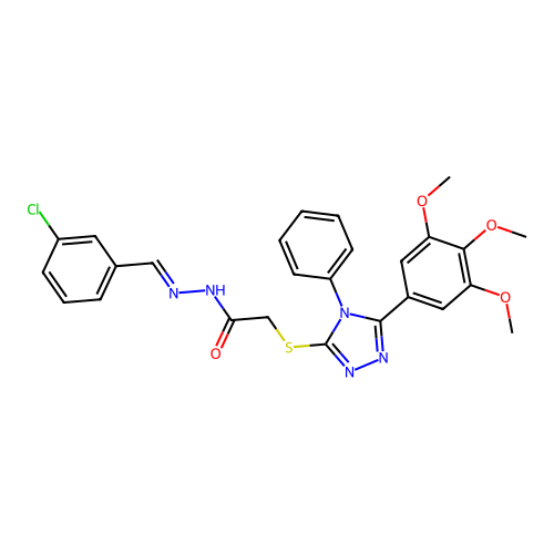N'-[(E)-(3-chlorophenyl)methylidene]-2-{[4-phenyl-5-(3,4,5-trimethoxyphenyl)-4H-1,2,4-triazol-3-yl]sulfanyl}acetohydrazide structure
