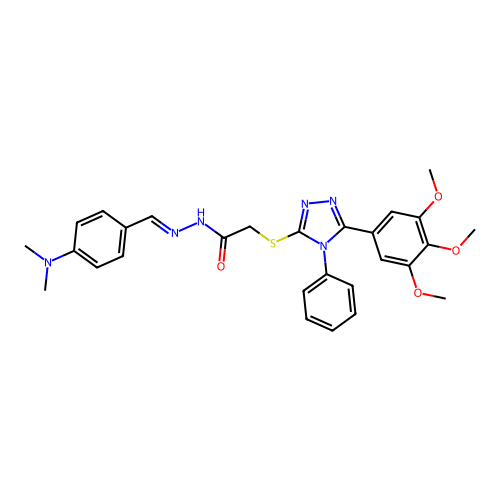 N'-{(E)-[4-(dimethylamino)phenyl]methylidene}-2-{[4-phenyl-5-(3,4,5-trimethoxyphenyl)-4H-1,2,4-triazol-3-yl]sulfanyl}acetohydrazide structure