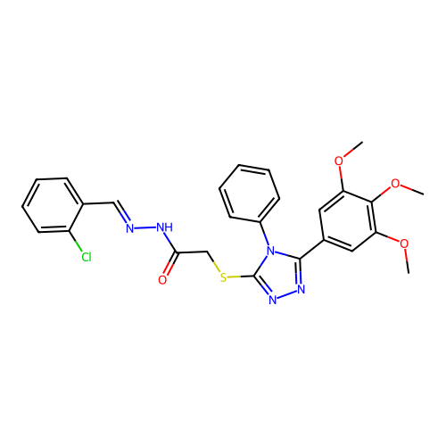 N'-[(E)-(2-chlorophenyl)methylidene]-2-{[4-phenyl-5-(3,4,5-trimethoxyphenyl)-4H-1,2,4-triazol-3-yl]sulfanyl}acetohydrazide structure