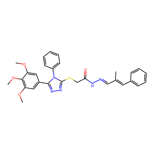 N'-[(1E,2E)-2-methyl-3-phenylprop-2-en-1-ylidene]-2-{[4-phenyl-5-(3,4,5-trimethoxyphenyl)-4H-1,2,4-triazol-3-yl]sulfanyl}acetohydrazide structure