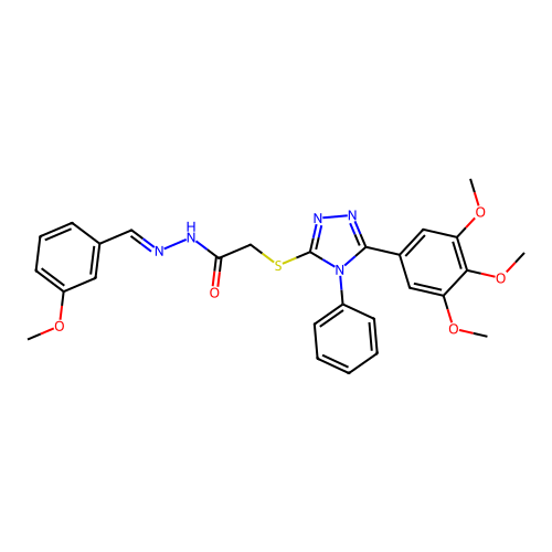 N'-[(E)-(3-methoxyphenyl)methylidene]-2-{[4-phenyl-5-(3,4,5-trimethoxyphenyl)-4H-1,2,4-triazol-3-yl]sulfanyl}acetohydrazide structure