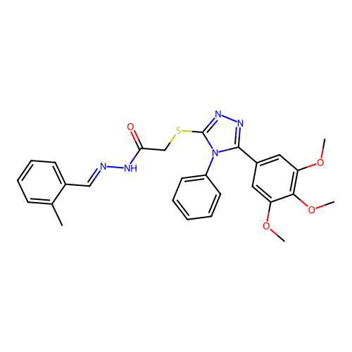 N'-[(E)-(2-methylphenyl)methylidene]-2-{[4-phenyl-5-(3,4,5-trimethoxyphenyl)-4H-1,2,4-triazol-3-yl]sulfanyl}acetohydrazide structure