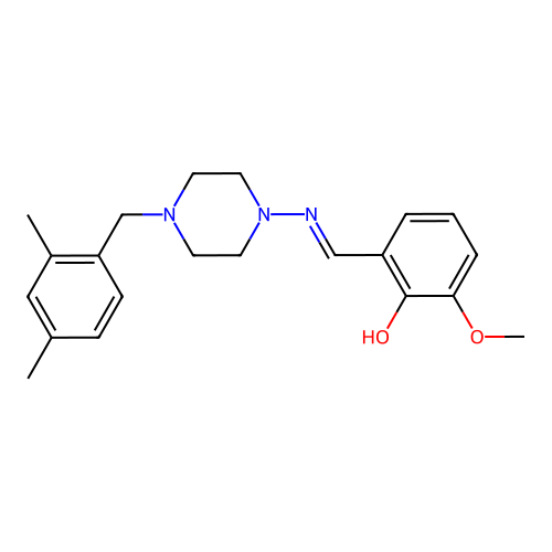 2-({[4-(2,4-Dimethylbenzyl)-1-piperazinyl]imino}methyl)-6-methoxyphenol structure