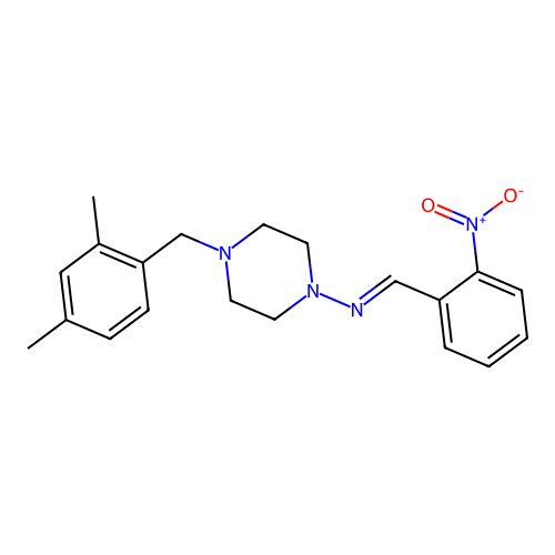4-(2,4-dimethylbenzyl)-N-[(E)-(2-nitrophenyl)methylidene]piperazin-1-amine structure