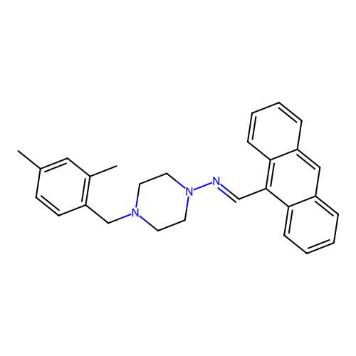 N-[(E)-anthracen-9-ylmethylidene]-4-(2,4-dimethylbenzyl)piperazin-1-amine structure