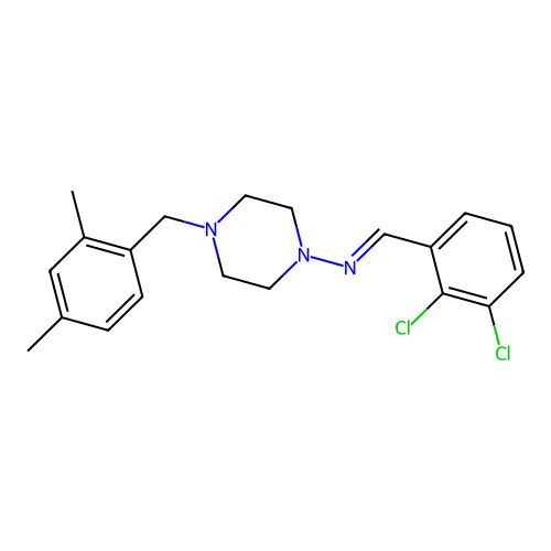 (E)-N-(2,3-dichlorobenzylidene)-4-(2,4-dimethylbenzyl)piperazin-1-amine structure