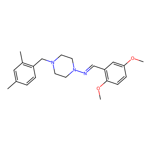 (E)-N-(2,5-dimethoxybenzylidene)-4-(2,4-dimethylbenzyl)piperazin-1-amine structure