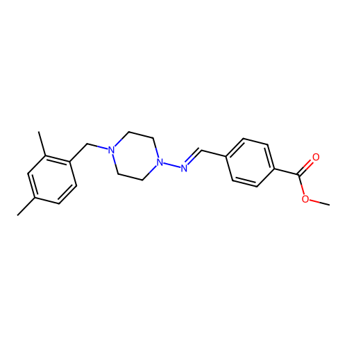 Methyl 4-(((4-(2,4-dimethylbenzyl)piperazin-1-yl)imino)methyl)benzoate structure