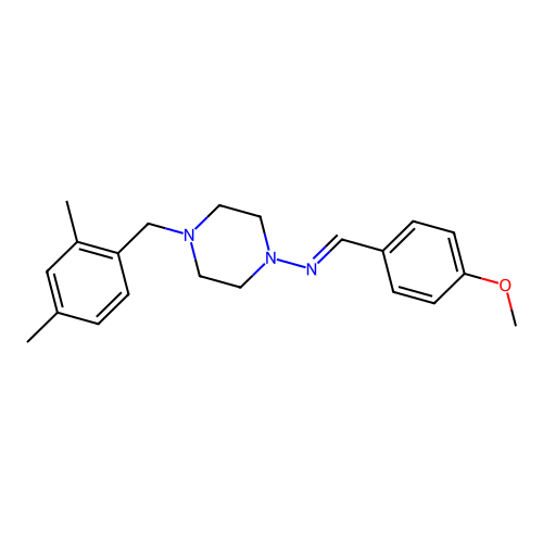 (E)-4-(2,4-dimethylbenzyl)-N-(4-methoxybenzylidene)piperazin-1-amine structure