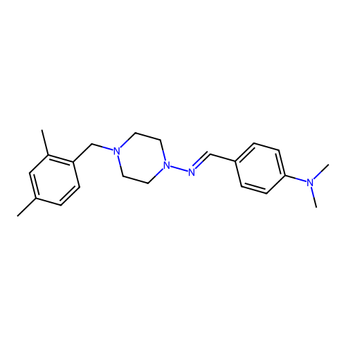(E)-N-(4-(dimethylamino)benzylidene)-4-(2,4-dimethylbenzyl)piperazin-1-amine structure