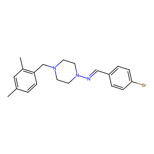 N-[(E)-(4-bromophenyl)methylidene]-4-(2,4-dimethylbenzyl)piperazin-1-amine structure
