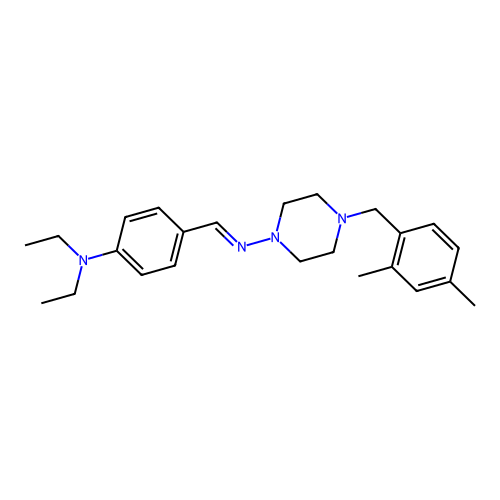 (E)-N-(4-(diethylamino)benzylidene)-4-(2,4-dimethylbenzyl)piperazin-1-amine structure