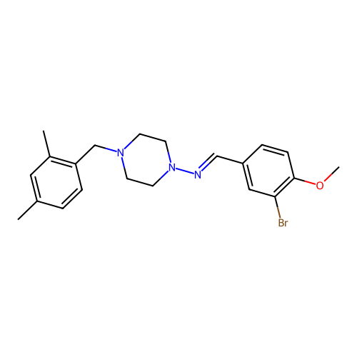 (E)-N-(3-bromo-4-methoxybenzylidene)-4-(2,4-dimethylbenzyl)piperazin-1-amine structure