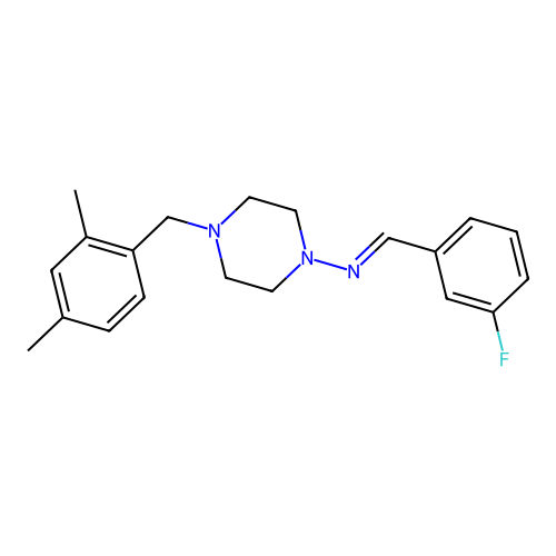 4-(2,4-dimethylbenzyl)-N-[(E)-(3-fluorophenyl)methylidene]piperazin-1-amine structure