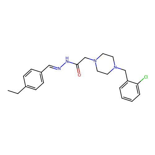 (E)-2-(4-(2-chlorobenzyl)piperazin-1-yl)-N'-(4-ethylbenzylidene)acetohydrazide structure