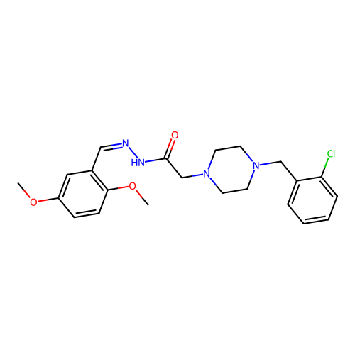 2-[4-(2-chlorobenzyl)piperazin-1-yl]-N'-[(E)-(2,5-dimethoxyphenyl)methylidene]acetohydrazide structure