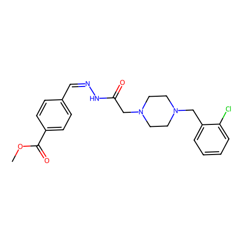 methyl 4-[(E)-(2-{[4-(2-chlorobenzyl)piperazin-1-yl]acetyl}hydrazinylidene)methyl]benzoate structure