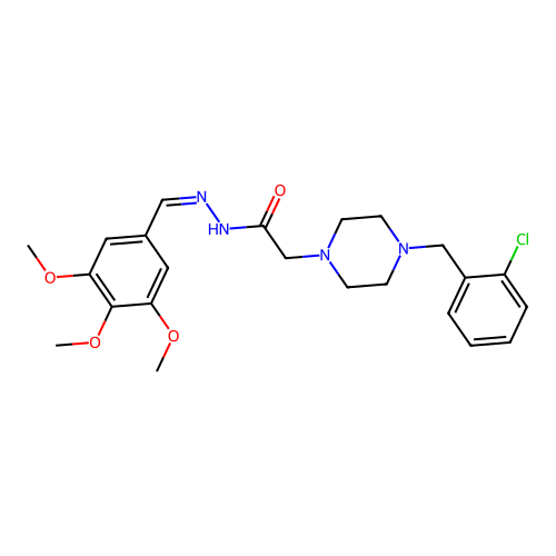 2-[4-(2-chlorobenzyl)piperazin-1-yl]-N'-[(E)-(3,4,5-trimethoxyphenyl)methylidene]acetohydrazide structure