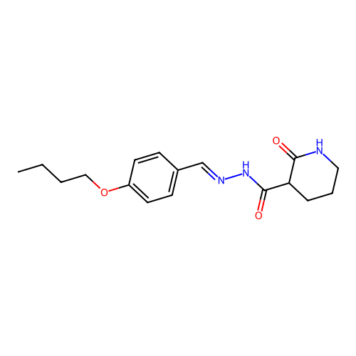 N'-[(E)-(4-butoxyphenyl)methylidene]-2-oxopiperidine-3-carbohydrazide structure