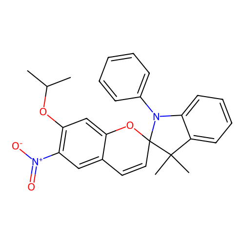 7-Isopropoxy-3',3'-dimethyl-6-nitro-1'-phenylspiro[chromene-2,2'-indoline] structure