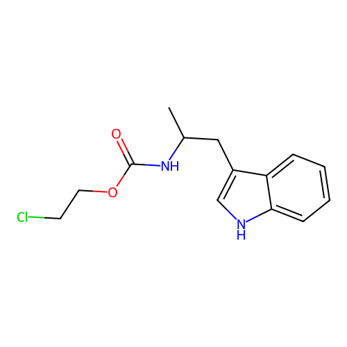 2-chloroethyl N-[1-(1H-indol-3-yl)propan-2-yl]carbamate structure
