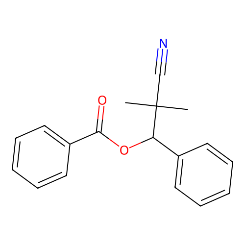 2-Cyano-2-methyl-1-phenylpropyl benzoate structure