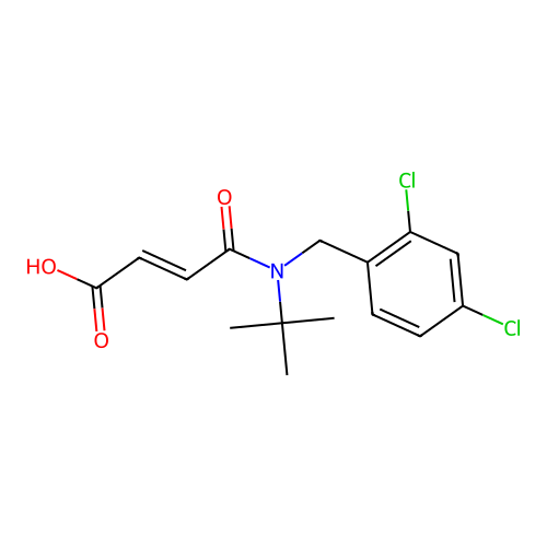 (2E)-4-[tert-butyl(2,4-dichlorobenzyl)amino]-4-oxobut-2-enoic acid structure