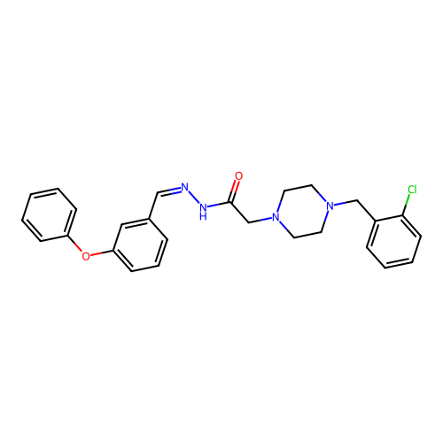 2-[4-(2-chlorobenzyl)piperazin-1-yl]-N'-[(E)-(3-phenoxyphenyl)methylidene]acetohydrazide structure
