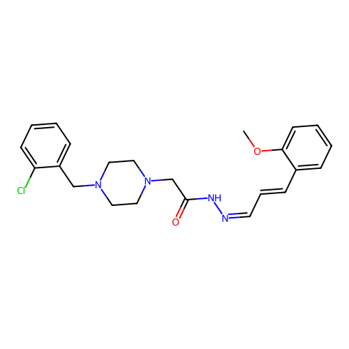 2-[4-(2-chlorobenzyl)-1-piperazinyl]-N'-[(E,2E)-3-(2-methoxyphenyl)-2-propenylidene]acetohydrazide structure