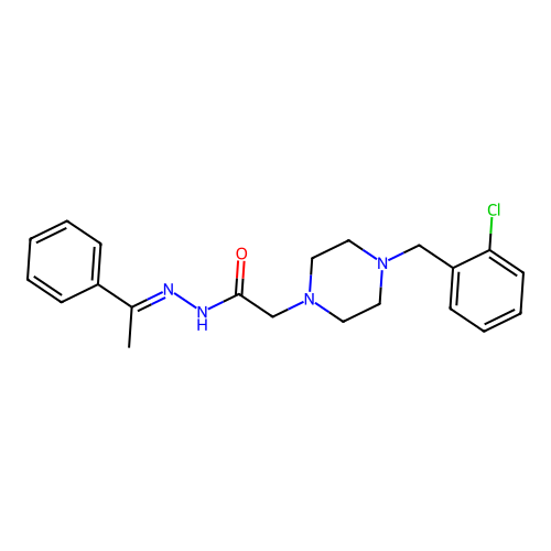 2-(4-(2-Chlorobenzyl)-1-piperazinyl)-N'-(1-phenylethylidene)acetohydrazide structure