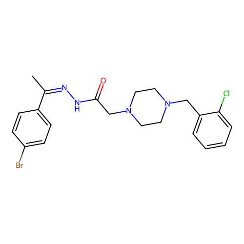 N'-[(1E)-1-(4-bromophenyl)ethylidene]-2-[4-(2-chlorobenzyl)piperazin-1-yl]acetohydrazide structure