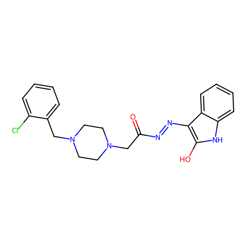 2-{4-[(2-CHLOROPHENYL)METHYL]PIPERAZIN-1-YL}-N'-[(3E)-2-OXO-2,3-DIHYDRO-1H-INDOL-3-YLIDENE]ACETOHYDRAZIDE structure