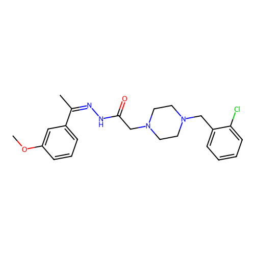 (Z)-2-(4-(2-chlorobenzyl)piperazin-1-yl)-N'-(1-(3-methoxyphenyl)ethylidene)acetohydrazide structure