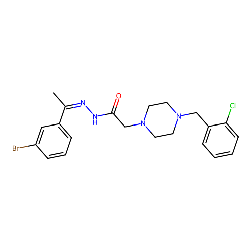 (Z)-N'-(1-(3-bromophenyl)ethylidene)-2-(4-(2-chlorobenzyl)piperazin-1-yl)acetohydrazide structure