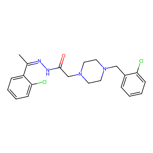 (Z)-2-(4-(2-chlorobenzyl)piperazin-1-yl)-N'-(1-(2-chlorophenyl)ethylidene)acetohydrazide structure