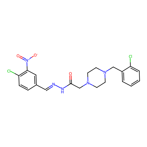 (E)-N'-(4-chloro-3-nitrobenzylidene)-2-(4-(2-chlorobenzyl)piperazin-1-yl)acetohydrazide structure