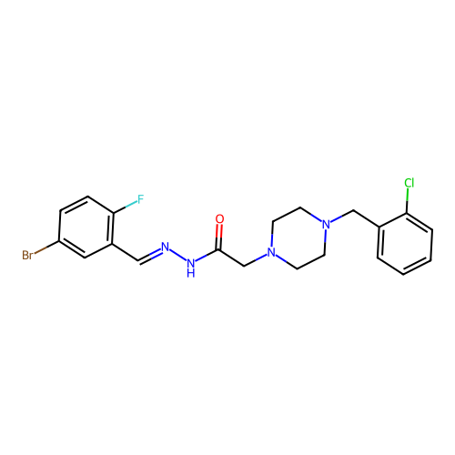 (E)-N'-(5-bromo-2-fluorobenzylidene)-2-(4-(2-chlorobenzyl)piperazin-1-yl)acetohydrazide structure