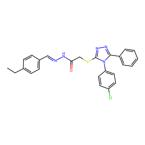 2-{[4-(4-chlorophenyl)-5-phenyl-4H-1,2,4-triazol-3-yl]sulfanyl}-N'-[(E)-(4-ethylphenyl)methylidene]acetohydrazide structure