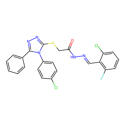 N'-[(E)-(2-chloro-6-fluorophenyl)methylidene]-2-{[4-(4-chlorophenyl)-5-phenyl-4H-1,2,4-triazol-3-yl]sulfanyl}acetohydrazide structure