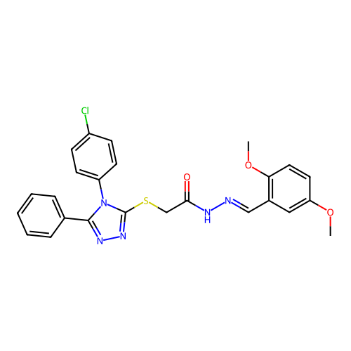2-{[4-(4-chlorophenyl)-5-phenyl-4H-1,2,4-triazol-3-yl]sulfanyl}-N'-[(E)-(2,5-dimethoxyphenyl)methylidene]acetohydrazide structure