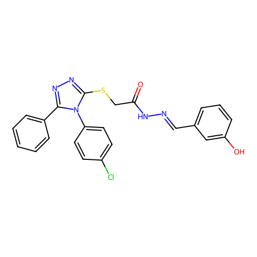 2-{[4-(4-chlorophenyl)-5-phenyl-4H-1,2,4-triazol-3-yl]sulfanyl}-N'-[(E)-(3-hydroxyphenyl)methylidene]acetohydrazide structure