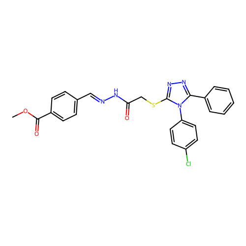 methyl 4-{(E)-[2-({[4-(4-chlorophenyl)-5-phenyl-4H-1,2,4-triazol-3-yl]sulfanyl}acetyl)hydrazinylidene]methyl}benzoate structure