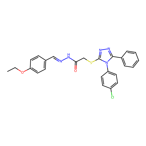 2-{[4-(4-chlorophenyl)-5-phenyl-4H-1,2,4-triazol-3-yl]sulfanyl}-N'-[(E)-(4-ethoxyphenyl)methylidene]acetohydrazide structure