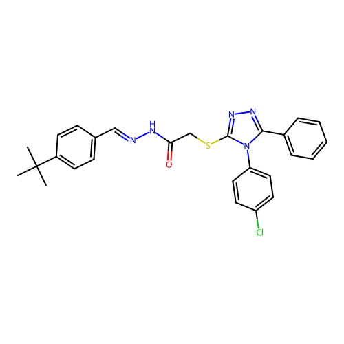 N'-[(E)-(4-tert-butylphenyl)methylidene]-2-{[4-(4-chlorophenyl)-5-phenyl-4H-1,2,4-triazol-3-yl]sulfanyl}acetohydrazide structure
