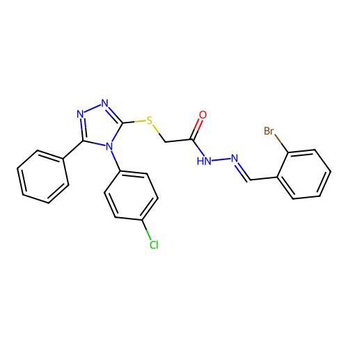 N'-[(E)-(2-bromophenyl)methylidene]-2-{[4-(4-chlorophenyl)-5-phenyl-4H-1,2,4-triazol-3-yl]sulfanyl}acetohydrazide structure